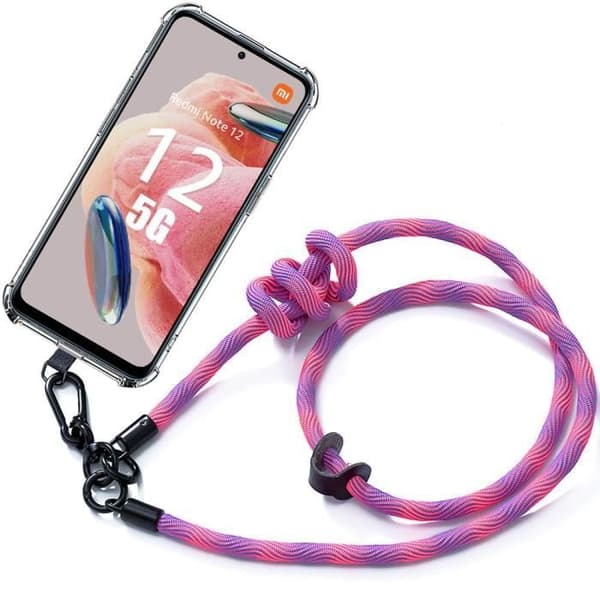 Coque med snöre - E.F.CONNECTION - För Xiaomi Redmi Note 12 5G - Repellerande skydd - Stötsäker - Rosa Rosa