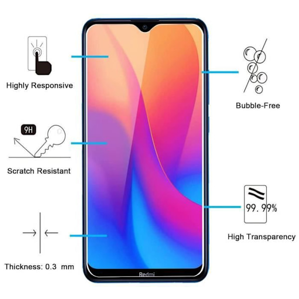 Skärmskydd - E.F.CONNECTION - för Redmi 8 - Härdat Glas - Rep-resistant - Paket med 4 Transparent