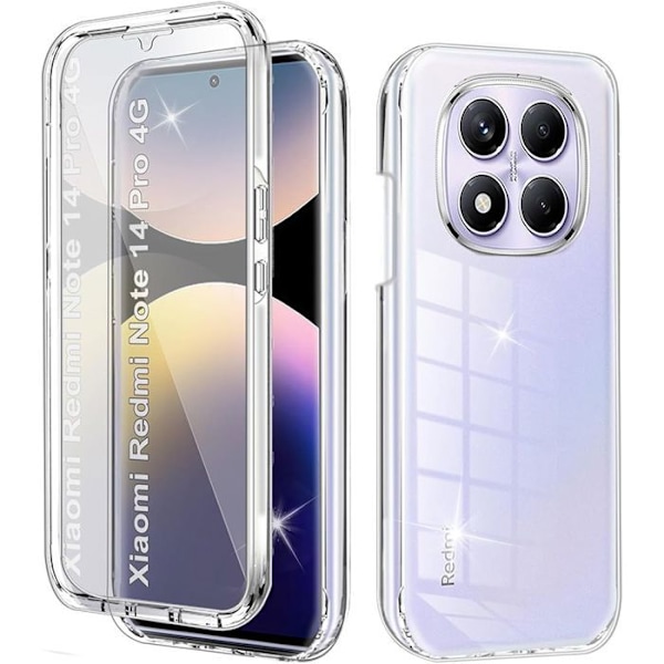 Coque för Xiaomi Redmi Note 14 Pro 4G (inte för 5G) Hel skydd Stötabsorberande Transparent Silikon+PC Transparent