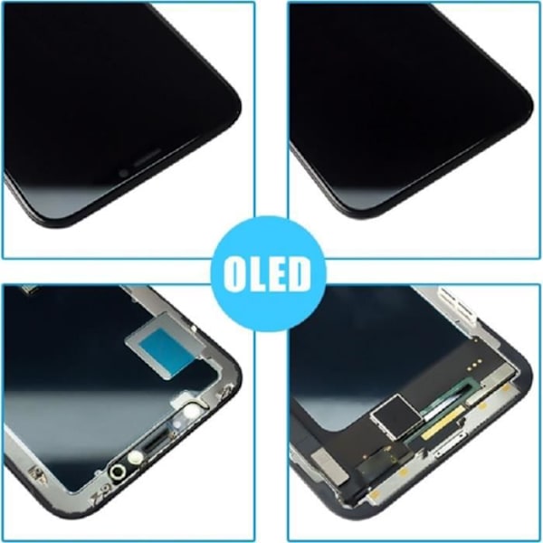 Mjuk skärm för iPhone XS OLED 5,8" Mobiltelefon Touch monterat glas + LCD-skärm + Chassi - Svart Svart