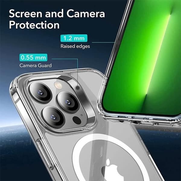 Coque - E.F.CONNECTION - för iPhone 14 Pro Max - Magnetiskt Ring - Transparent - 2 Härdat Glas Transparent