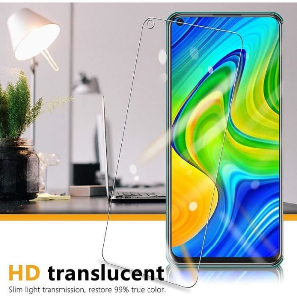 Lot 2 Beskyttelse af hærdet glas til Redmi Note 9 Anti Trace-glasfilm Transparent