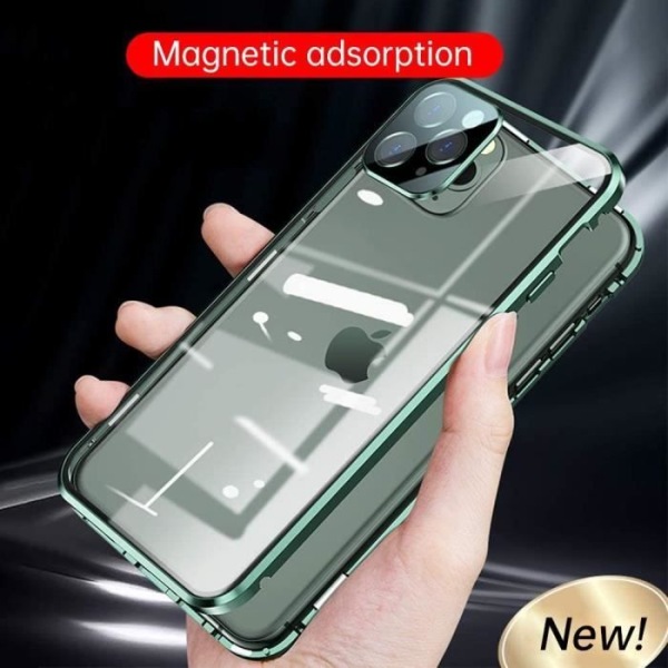 Fodral för iPhone 12 (6,1") Magnetiskt härdat glas Anti-Shock Fullt skydd Trendig färg - Silver