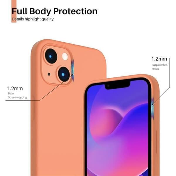 Skyddshölje - E.F.CONNECTION - för iPhone 14 - Flexibelt - Matt Orange - 2 Härdat Glas Orange