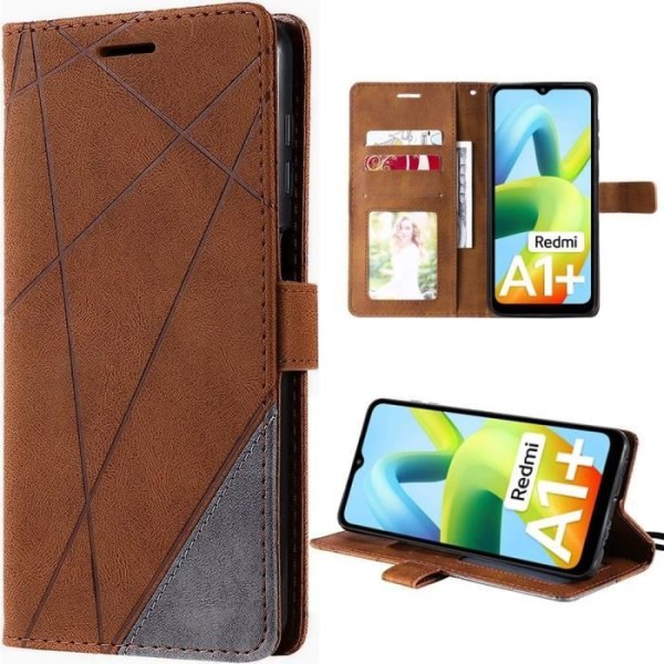 Fodral för Redmi A1+/A2+/A1 Plus/A2 Plus - Stötsäkert Anti-Rapskydd Brunt syntetiskt läder kastanj