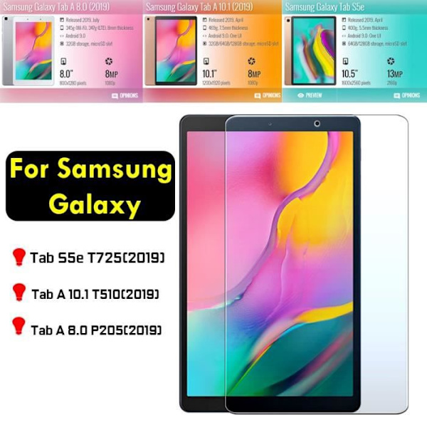 Skärmskydd, Galaxy Tab a 10,1 glas a10,1 tums 2019-skal för samsung tablet s5e - Typ för Tab A 10,1 T510