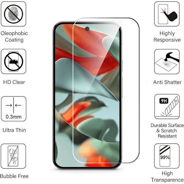 Skyddsglas - Google - Pixel 9 Pro XL - Härdat Glas 9H - Transparent - 3 Stycken Transparent