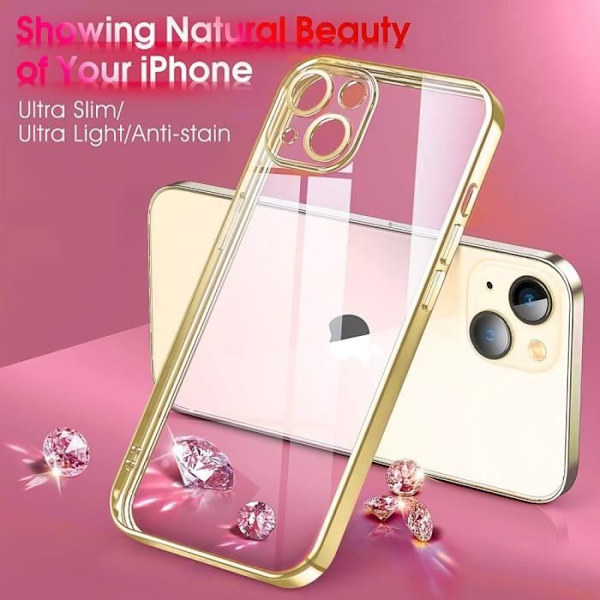 Skal till iPhone 15 Gold + 2 skärmskydd i härdat glas gyllene