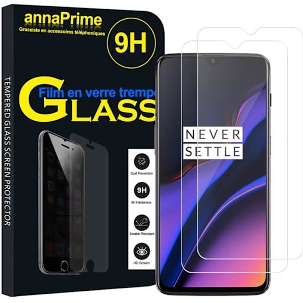 Skärmskydd - VCOMP - OnePlus 6T - Härdat glas - Paket med 2 - Reptålig