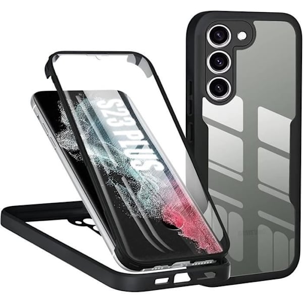 Helkroppsfodral för Samsung Galaxy S23+ (S23 Plus) 360 Front + Back Protection Cover Svart Svart