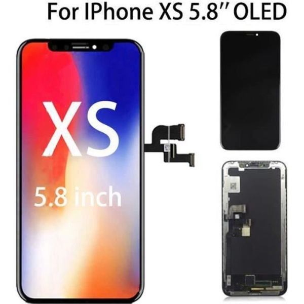 Mjuk skärm för iPhone XS OLED 5,8" Mobiltelefon Touch monterat glas + LCD-skärm + Chassi - Svart Svart