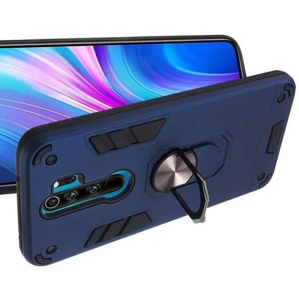 Coque - Xiaomi - Redmi Note 8 Pro - Stöttålig - Magnetiskt Ringstöd - Tunn Mörkblå