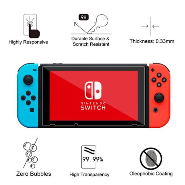 Skärmskydd i härdat glas för Nintendo Switch 2017 (Pack 2)