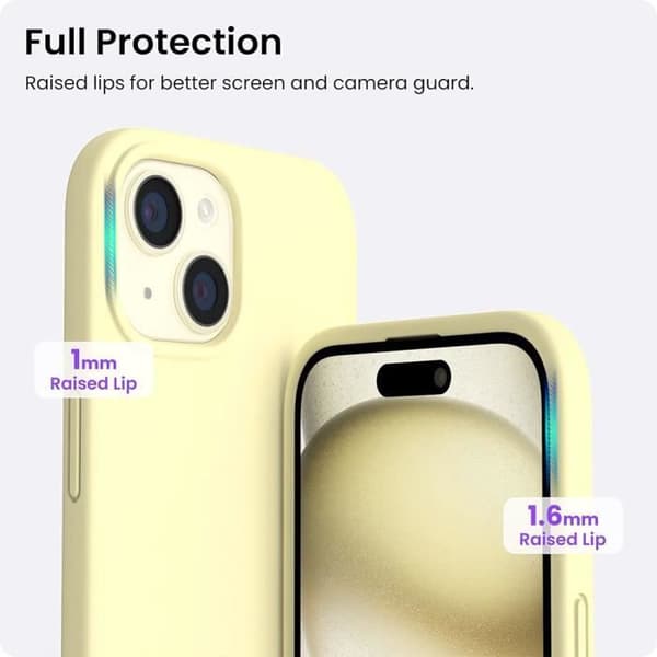 Silikonfodral - Unisex - för iPhone 15 - Matt Gul - Stötsäker - Slim - 2 Härdat Glas Gul