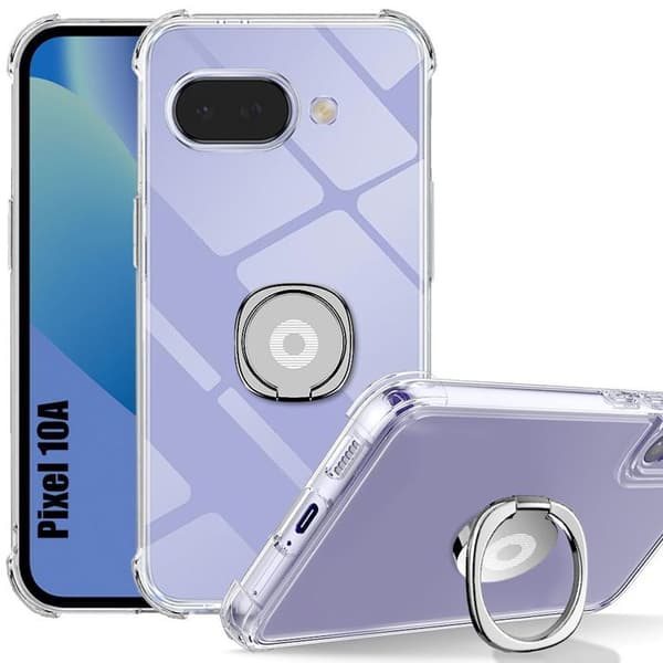 Skyddsfodral för Google Pixel 10a, Stötsäker Transparent med Justerbart Silverringstöd Argenté, Transparent