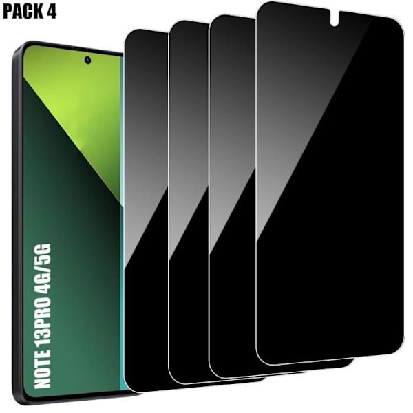 Skärmskydd - Xiaomi - Redmi Note 13 Pro - Härdat glas - Antispion - 4-pack Svart