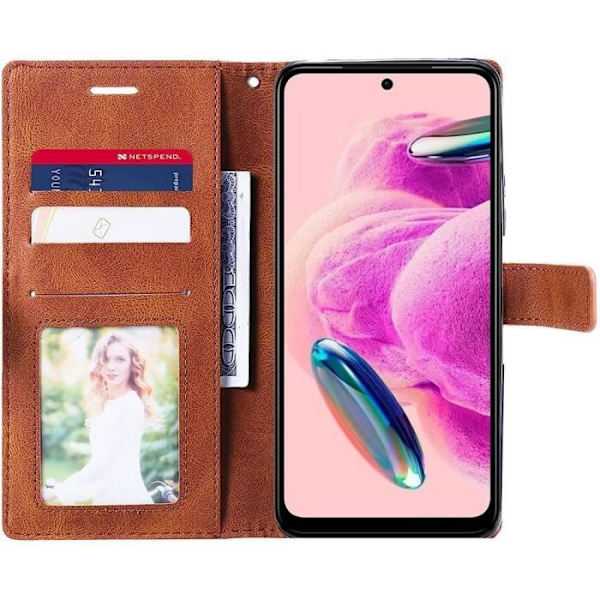Skydd för Xiaomi Redmi Note 12S - E.F.Connection - Brun - Stötabsorberande - PU-läder - Kortfickor kastanj