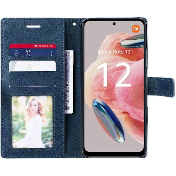 Etui til Redmi Note 12 5G Flip Case Flap Syntetisk Læder Marineblå marinblå