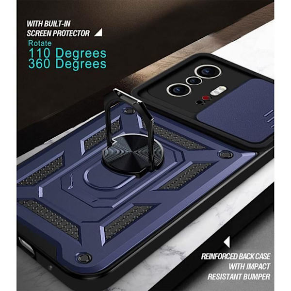 Skyddsskal - E.F.CONNECTION - för Redmi A1/A2 - Mörkblå - Styv - PET, Härdat Glas marinblå