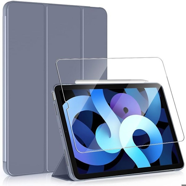 Coque + Tempereret Glas til iPad 10,2 Tommer (7/8/9. Generation, 2019/2020/2021) Stødabsorberende Beskyttelse Standby-Vække - Violet Lila