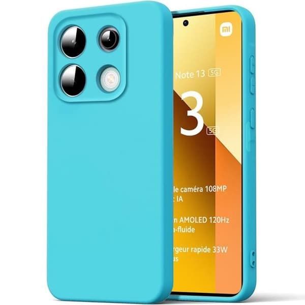 Fodral - E.F.CONNECTION - för Xiaomi Redmi Note 13 5G - Flytande Silikon - Matt Blå - Repeterande Blå