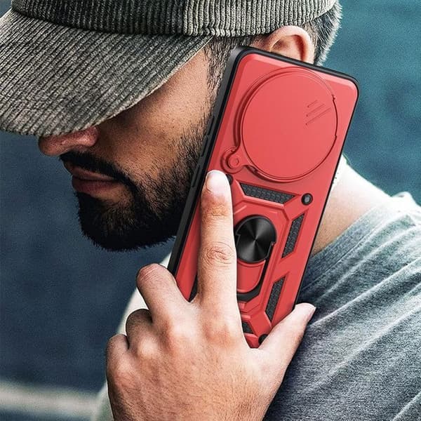 Fodral för Xiaomi Redmi Note 15 Pro Plus 5G - Stötresistent med Ring och Kameraskydd - Röd Röd