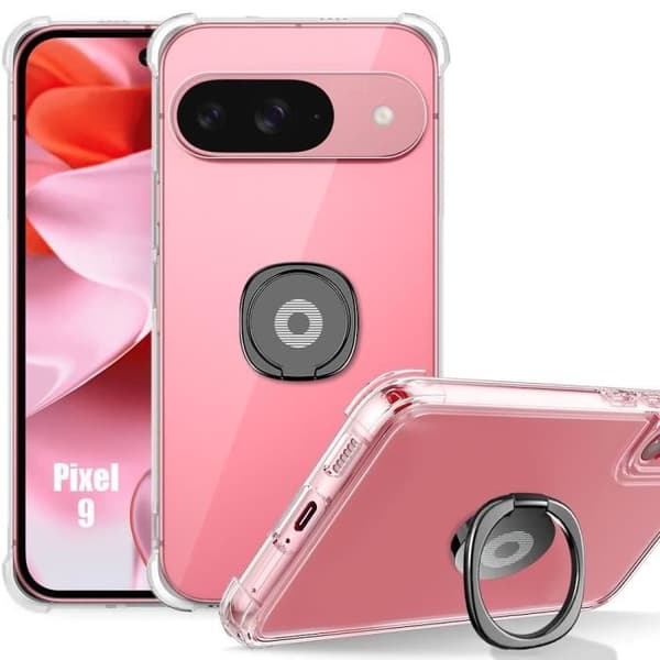 Fodral för Google Pixel 9 - Silikon - Transparent - Stötabsorberande - Justerbart stativ - Slim Transparent