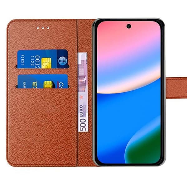 Skyddsskal - E.F.Connection - för Google Pixel 10 - Anti-reps syntetläderfoder i brunt - 2 glas kastanj