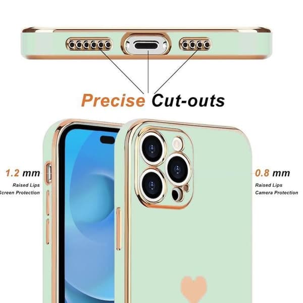 Skyddsskal - E.F.CONNECTION - för iPhone 14 Pro - Turkos - Hjärtmönster - Stötsäker Repfria Turkos