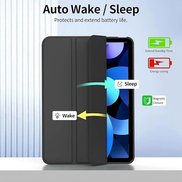 Coque + Tempered Glass til iPad 10,2 Tommer (2019/2020/2021) Slim Anti-Ridse Beskyttelse med Stativfunktion - Sort Svart