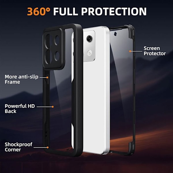 Fodral till Xiaomi Redmi Note 13 Pro 5G (ej för 4G) Fullständigt skydd fram och bak dubbelsidigt - svart sort