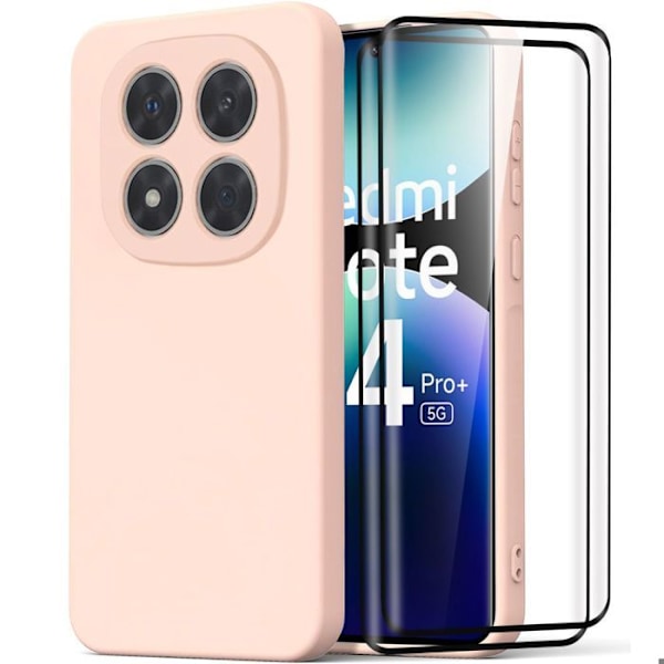 Coque för Xiaomi Redmi Note 14 Pro Plus 5G, Matt Rosafärg + 2 Härdat Glas - E.F.Connection® Rosa