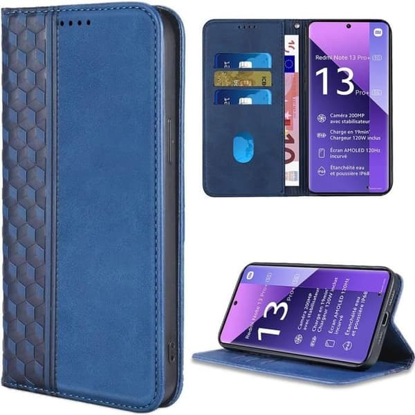 Silikonskal - E.F.Connection - för Redmi Note 13 Pro+ 5G - Marinblå - Mosaikläder - Ställ marinblå