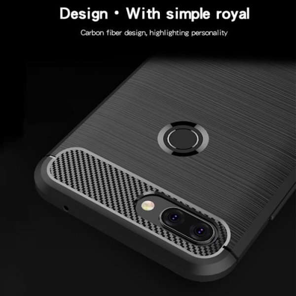 Coque - Xiaomi - Mi 8 Lite - TPU Soft - Texturerad kolfiber - Svart Svart