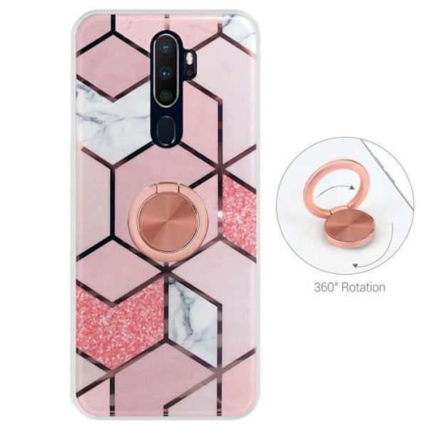 Etui til Redmi Note 8 Pro med 360 graders roterende ringholder - Pink farve Rosa