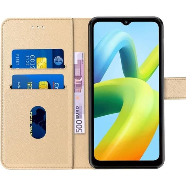Skyddsskal - E.F.CONNECTION - för Redmi Note 12 Pro 5G - Guld - Läderlook - Semi-rigid gyllene