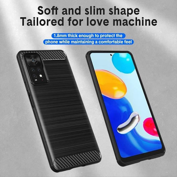 Skyddsskal - E.F.CONNECTION - Redmi Note 11 - Flexibelt - Kolfiber - Stötabsorberande Svart