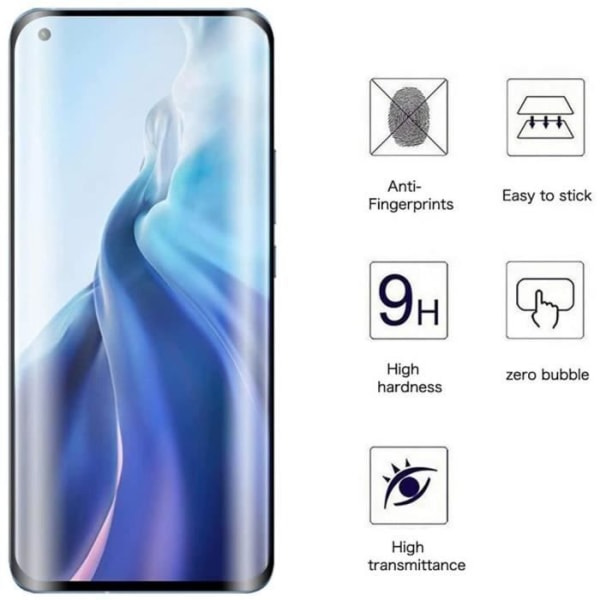 Beskyttelsesfilm - VSHOP - Xiaomi Mi 11 - 9H hærdet glas - Fuld beskyttelse - Sort Svart