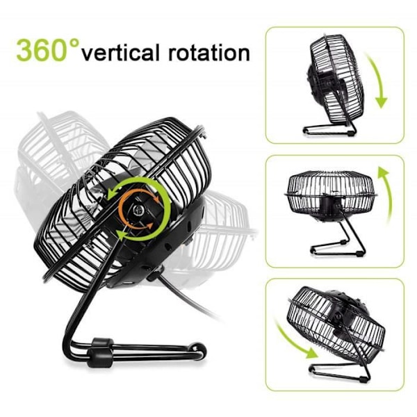 Mini USB blæser - solawill - Silent 360 Degree Rotation - Sort - 45 dB