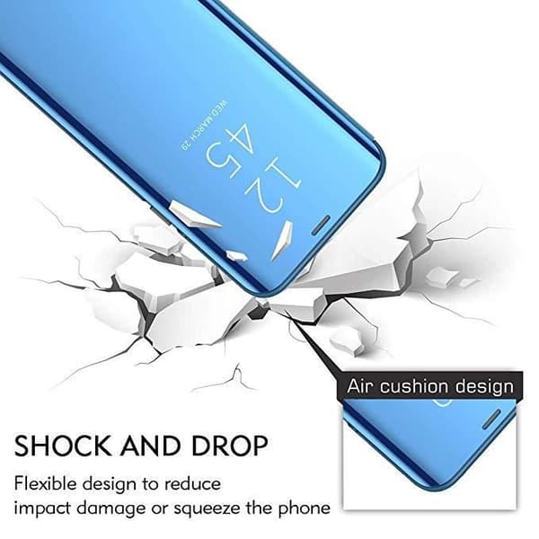 Xiaomi Redmi Note 9 Pro Max Fodral, Slim Folio Mirror Shockproof Fodral med robust skyddsstativ för Redmi Note 9 Pro Max, Blå