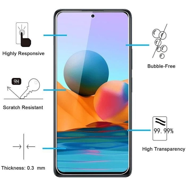 Skyddsglas - E.F.CONNECTION - för Redmi Note 10 Pro 4G - Paket med 4 - Represistent - Hög hållfasthet Transparent