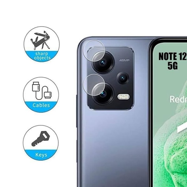 2 x linsebeskytter til Xiaomi Redmi Note 12 5G anti-ridse hærdet glas Transparent