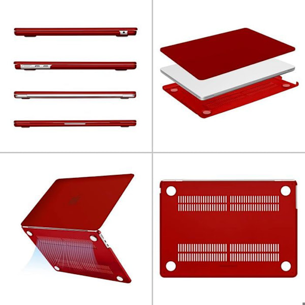 Coque til MacBook Pro 16 Tommer M4 M3 M2 M1 Pro/Max 2024 2023 2021, Stødbeskyttelse Mat Translucent Rød Röd