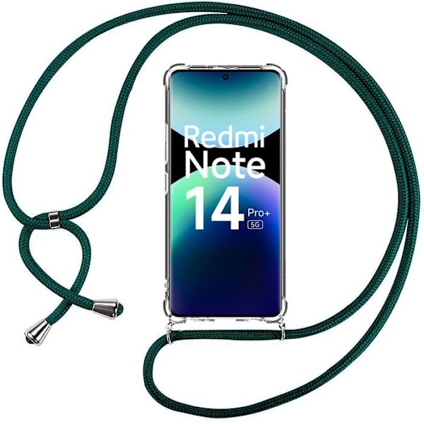 Coque för Xiaomi Redmi Note 14 Pro Plus 5G, Skydd med Grön Nattsnodd - E.F.Connection® Transparent