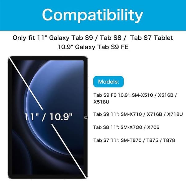 Härdat Glas - E.F.CONNECTION - för Samsung Galaxy Tab S9 - 2-pack - Repell skydd - Stötbeständig 9H