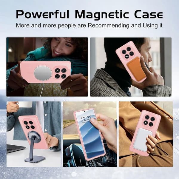 Fodral + 2 Tåliga Glas för Xiaomi Redmi Note 15 Pro Plus 5G - med Magnetring - Rosa Ros