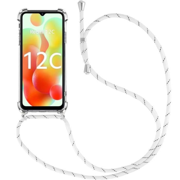 Fodral för Redmi 12C - 11A Förstärkt skydd TPU Stötsäker Transparent med vitt snöre