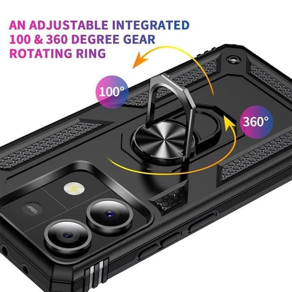 Skyddsskal - E.F.CONNECTION - För Xiaomi Redmi Note 14 5G - Rep-resistant - Styv - Med ring Svart
