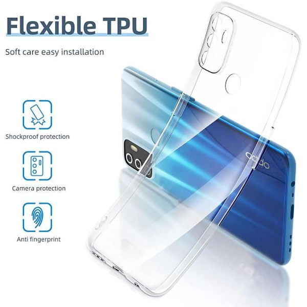 Fodral för OPPO A53S (6,5") + högresistans anti-chock silikon härdat glas Transparent