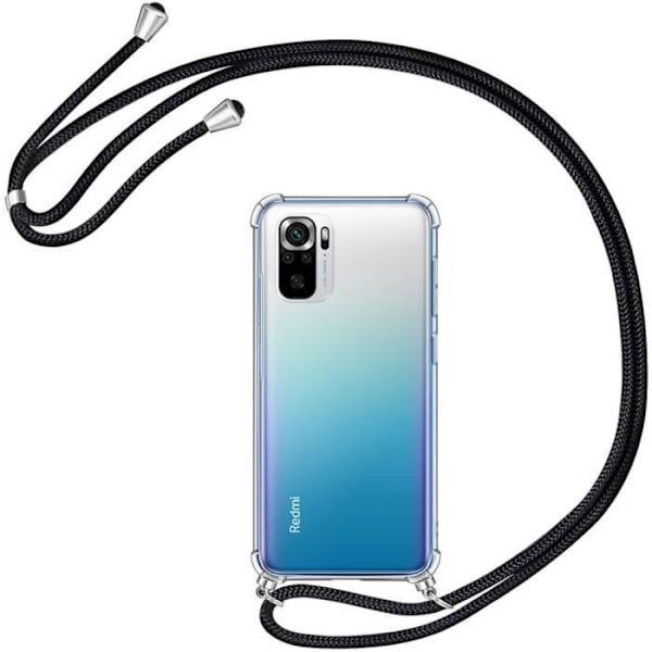 Beskyttelsescover - E.F.CONNECTION - Redmi Note 10S - Fleksibel TPU - Transparent-Sort - Stødabsorberende Transparent-svart